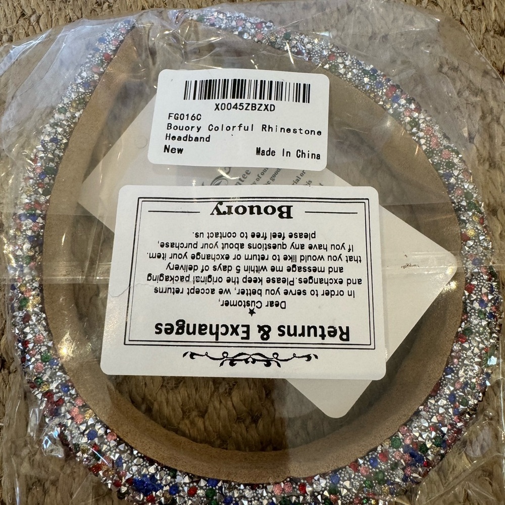 Multicolor Rhinestone Headband.new.lined - Picture 4 of 4